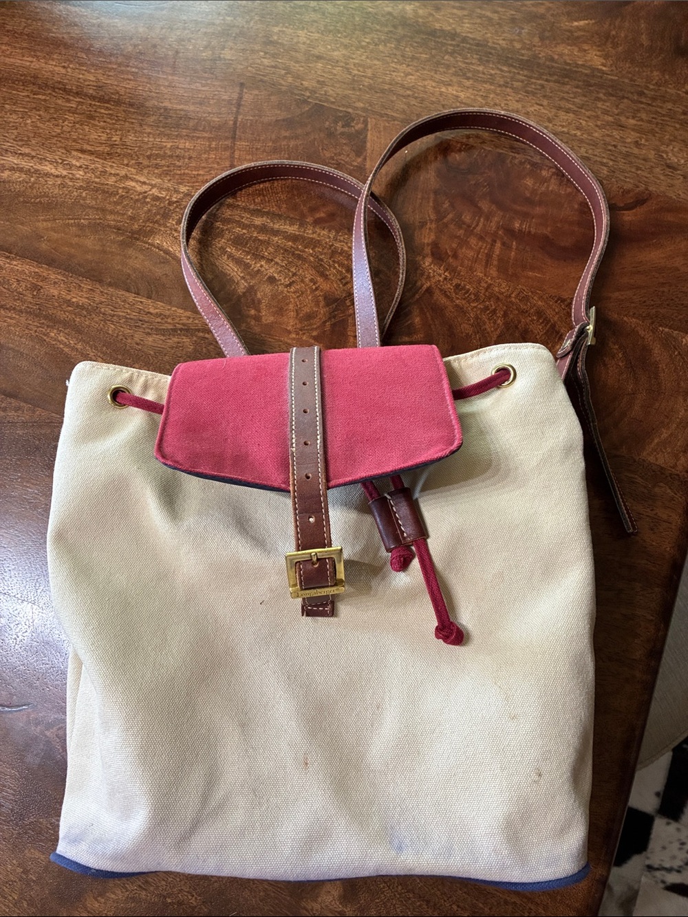 LONGABERGER Bag Canvas Tote bucket, type backpack. Vintage and cool!